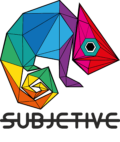 Logo de la empresa Subjetive donde se ve un camaleón multicolor.
